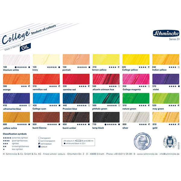 SCHMINCKE COLLEGE OLAJFESTÉK, 200 ML KÜLÖNBÖZŐ SZÍNEKBEN
