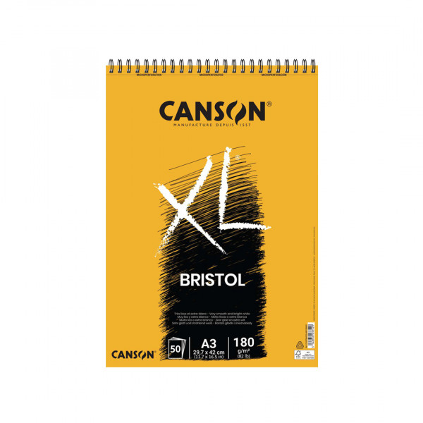 CANSON "XL" BRISTOL EXTRA- FEHÉR, SIMA RAJZTÖMB, SPIRÁLKÖTÉSES 180G/M2 50 ÍV A3
