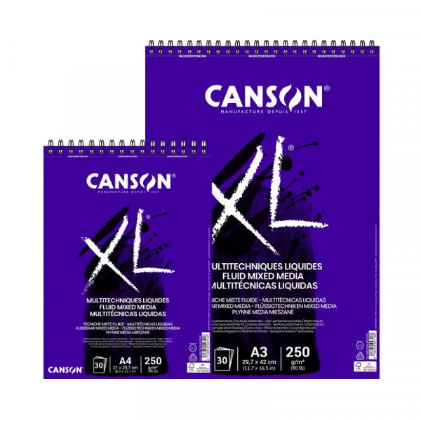 CANSON XL FLUID MIX MEDIA TÖMB, MIKROPERFORÁLT 250G/M2 30 ÍV A4