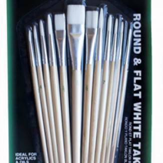 ROYAL & LANGNICKEL ECSETKÉSZLET, WHITE TAKLON, VEGYES, 12 DB-OS