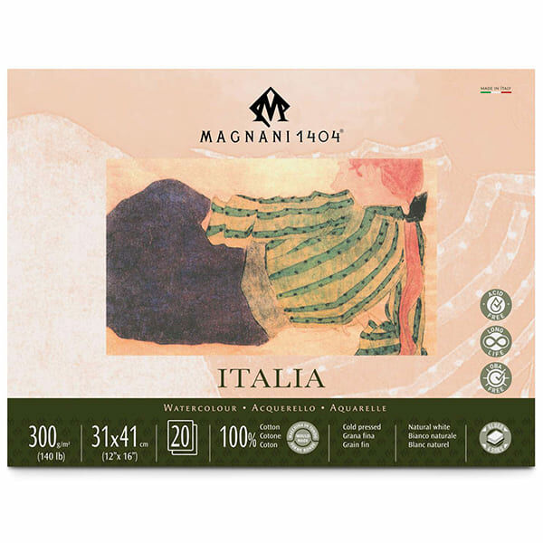 MAGNANI ITALIA AKVARELLTÖMB, 100% PAMUT, 300 G, 31X41 CM, 20 LAP, FÉLÉRDES