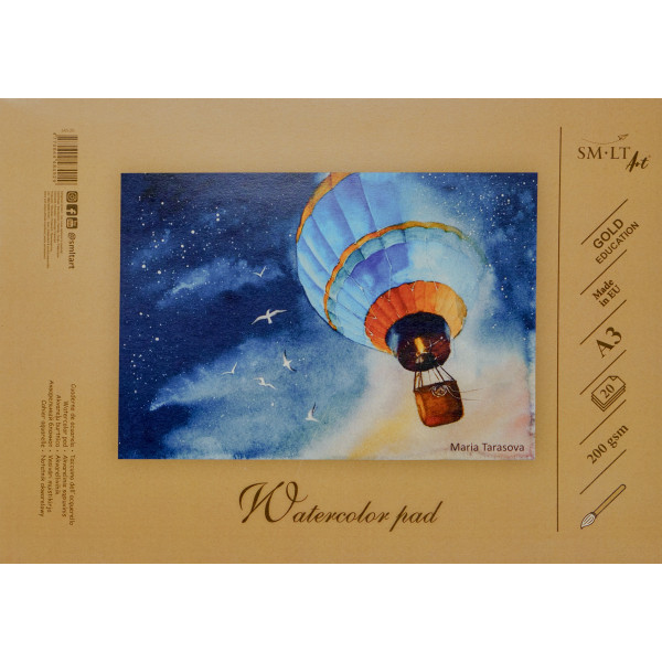 SMLT GOLD AKVARELLTÖMB A3-200 GR 20 LAP