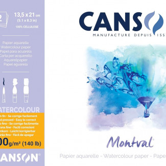 CANSON MONTVAL AKVARELLTÖMB 300 GR-OLDALT SPIRÁLOS 10,5x15.5 CM KÜLÖNBÖZŐ MÉRETEKBEN