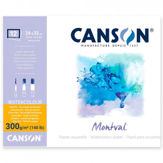 CANSON MONTVAL AKVARELLTÖMB 300 GR-10,5X15,5 CM-4 OLDALON RAGASZTOTT KÜLÖNBÖZŐ MÉRETEKBEN