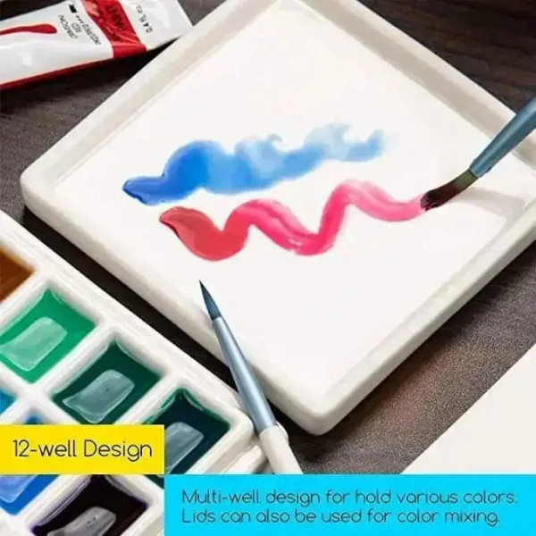 MEEDEN PROFESSZIONÁLIS PORCELÁN PALETTA-12 RÉSZES FEDÉLLEL MEEDEN PROFESSZIONÁLIS PORCELÁN PALETTA-12 RÉSZES FEDÉLLEL