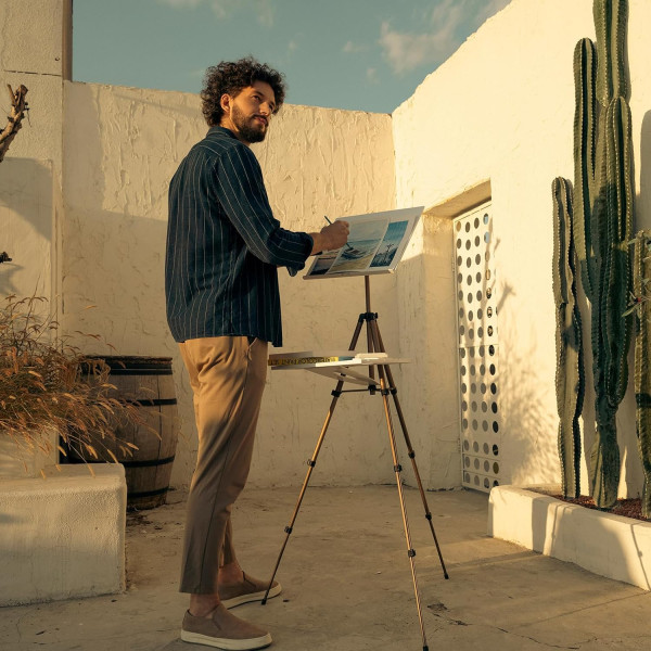 MEEDEN ULTRAKÖNNYŰ TÁBORI FESTŐÁLLVÁNY GYORSRÖGZÍTÉSSEL, VÍZSZINTESIG DÖNTHETŐ RAJZTÁBLÁVAL AKVARELL TECHNIKÁHOZ