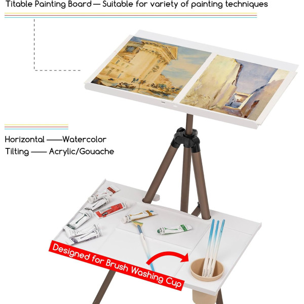 MEEDEN ULTRAKÖNNYŰ TÁBORI FESTŐÁLLVÁNY GYORSRÖGZÍTÉSSEL, VÍZSZINTESIG DÖNTHETŐ RAJZTÁBLÁVAL AKVARELL TECHNIKÁHOZ