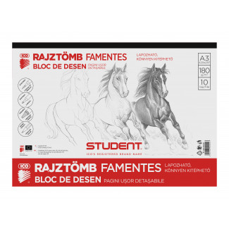 ICO STUDENT FAMENTES RAJZLAP 180 GR, KITÉPHETŐ A3 - 10 LAP