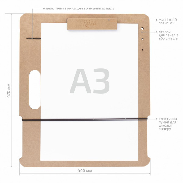 A3 rajztábla mágneses csipesszel