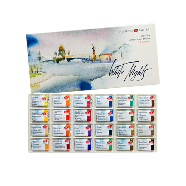 WHITE NIGHTS AKVARELLFESTÉK KÉSZLET - 24 DB, KARTONDOBOZBAN